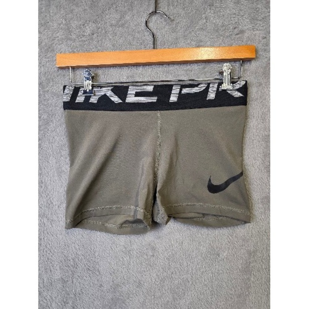 Nike‎ Pro Shorts Women's Medium Olive Green Training Compression Activewear
